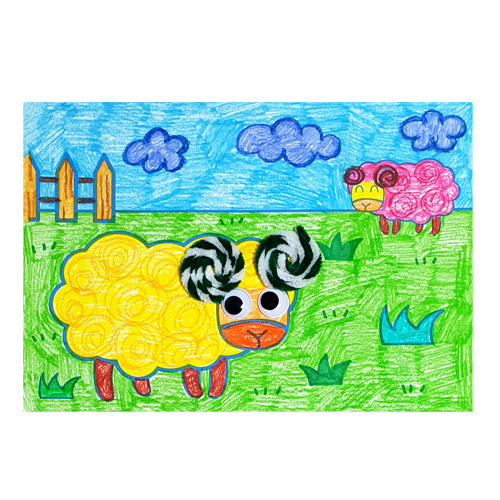 [만들기그림] 양 목장 꼴라주 표현하기