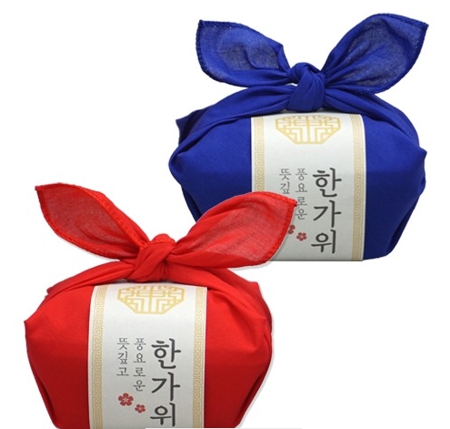 [안녕미술아] 청홍 손수건 송편포장(4인용)